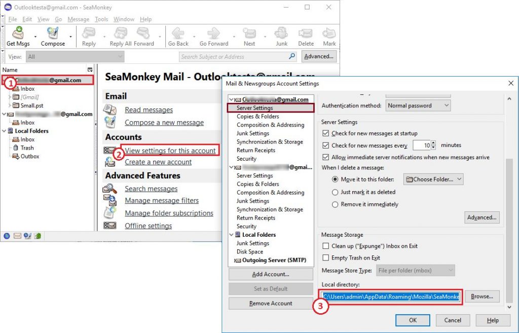 export seamonkey mailbox